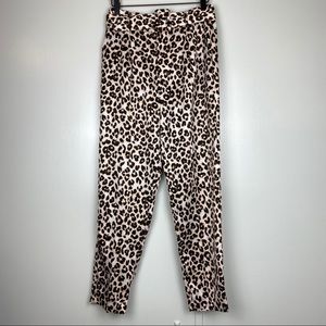 DO+BE High Waisted Belted Leopard Ankle Pants